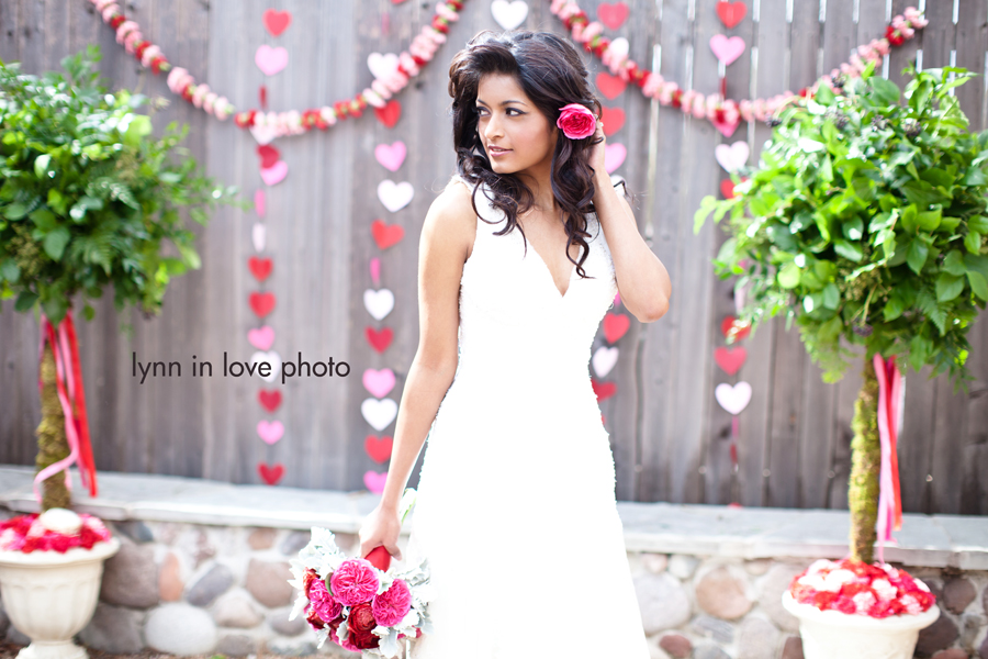 Sweet Dallas bridal portraits with carnation garland