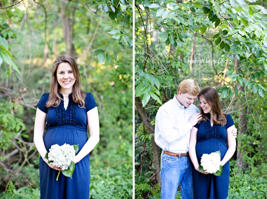 Maternity picture with hydrangrea