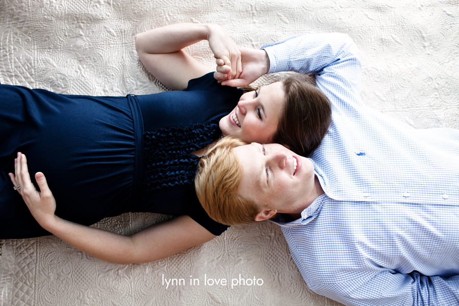 expecting couple on blanket