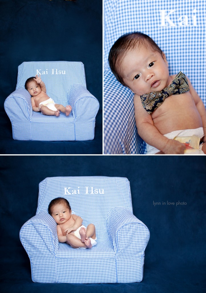 Kai_1month_Baby_newborn_014 Baby boy on blue couch and tie