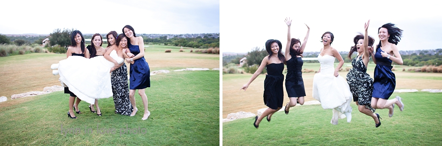 Bride jumping with joy