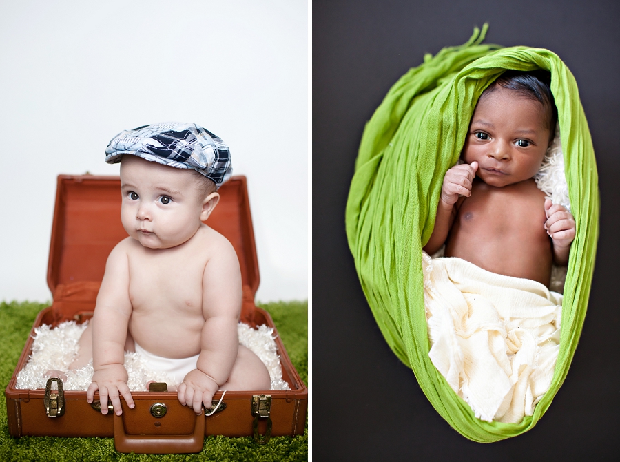 Lynn in Love Photo, Dallas Baby Photographer with green wrap and baby with newboy cap