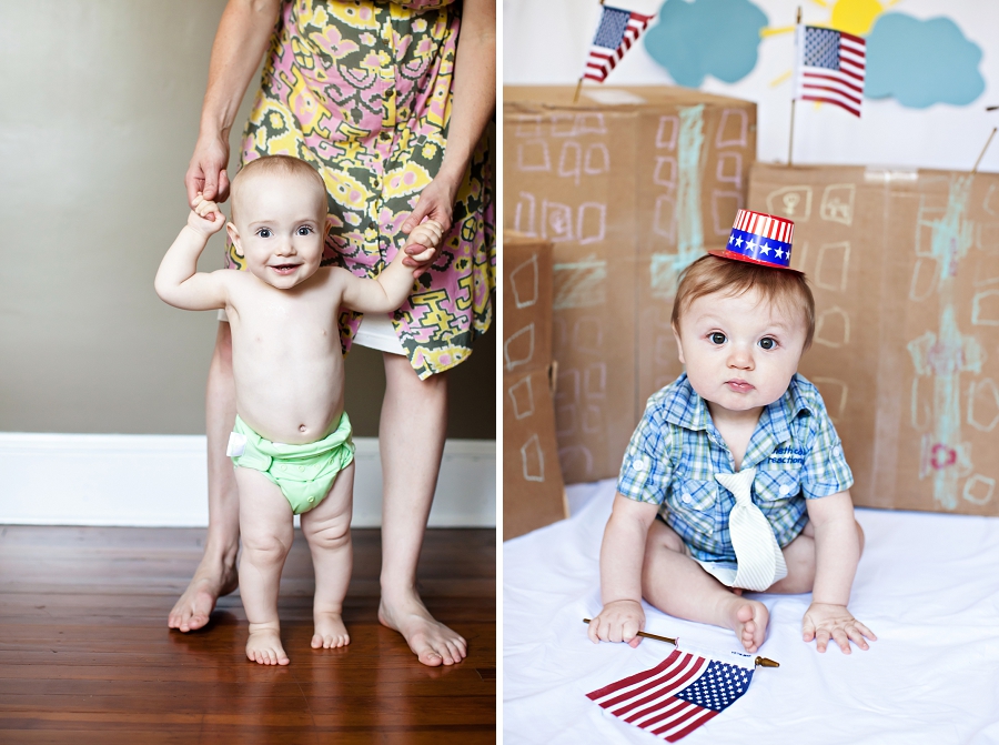 Lynn in Love Photo, Dallas Baby Photographer with American flags 