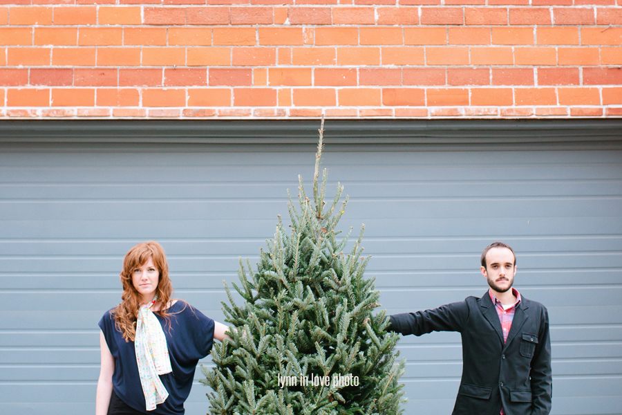 Fershop Houston Workshop with artistic engagement pictures with Christmas Tree by Lynn in Love Photo, Dallas Wedding Photographer
