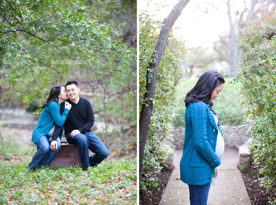 Lan_Maternity_Blog_016 Lan and Herman's romantic maternity session in Highland Park in turquoise blue cardigan and scarf by Lynn in Love Photo, Dallas Maternity Photographer