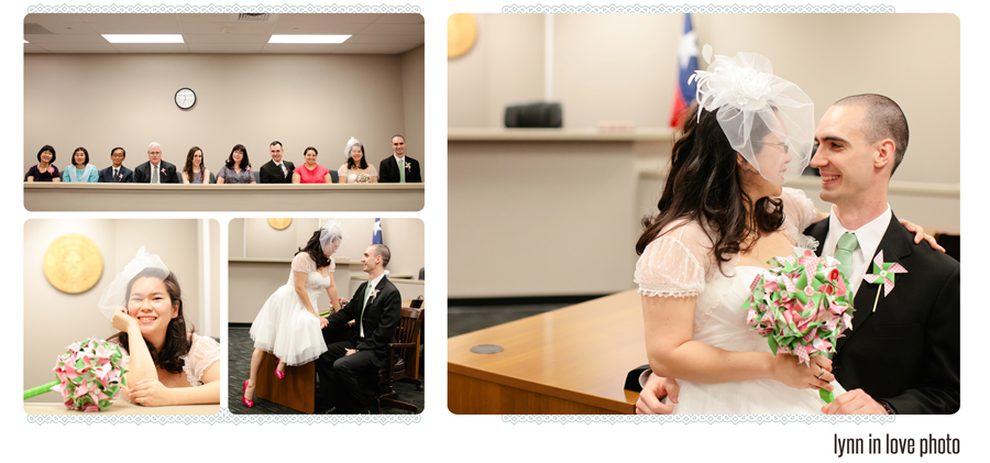 Minh & Thomas's Courthouse wedding at Rockwall County Courthouse with tealength gown by Lynn in Love Photo, Dallas Wedding Photographer