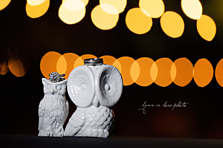 Cool ring shot with owls by Lynn in Love Photo, Dallas and Houston Wedding Photographer