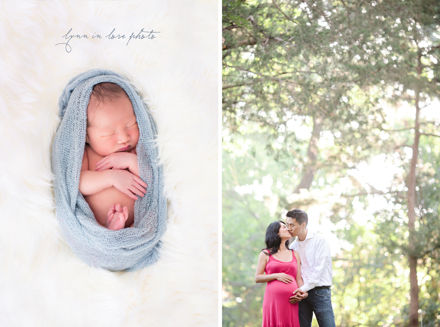 baby in halo blue wrap and white fur blanket by Lynn in Love Photo, Dallas and Houston Newborn Photographer