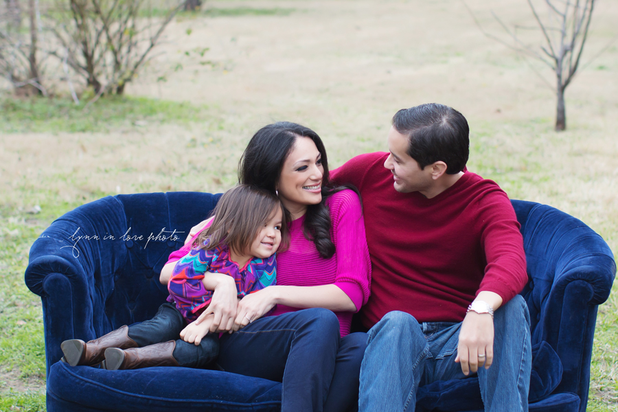 Mia, Kristin, and Carlos's Valentine session in bright colors (red and pink) at the outdoor studio by Lynn in Love Photo, Dallas and Houston Family and children photographer
