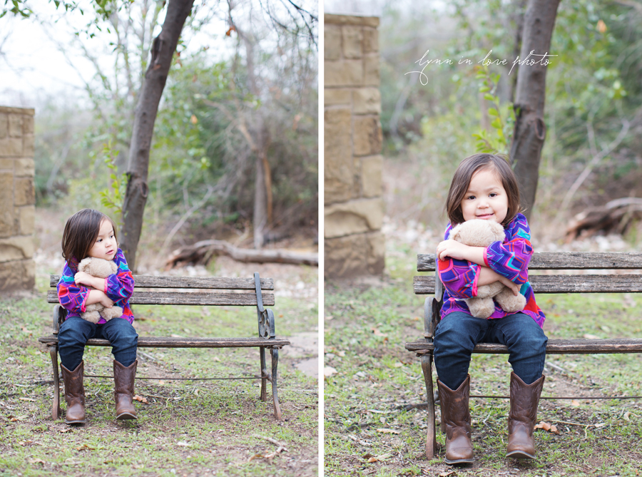 Mia's 3 three year old girl birthday session in bright colors (red and pink) at the outdoor studio by Lynn in Love Photo, Dallas and Houston Family and children photographer