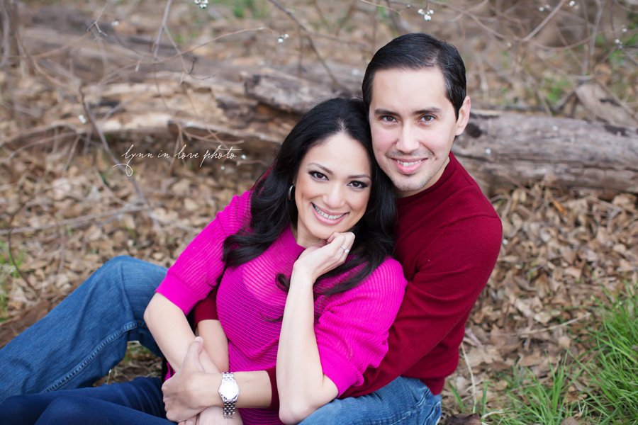 Kristin and Carlos's Valentine love shoot session in bright colors (red and pink) at the outdoor studio by Lynn in Love Photo, Dallas and Houston Portrait photographer