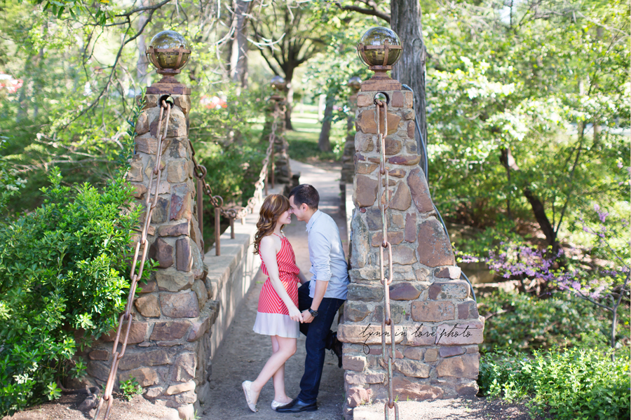 Romantic couple at the stone bridge for their love shoot in Highland Park by Lynn in Love Photo, Dallas and Houston Portrait photographer